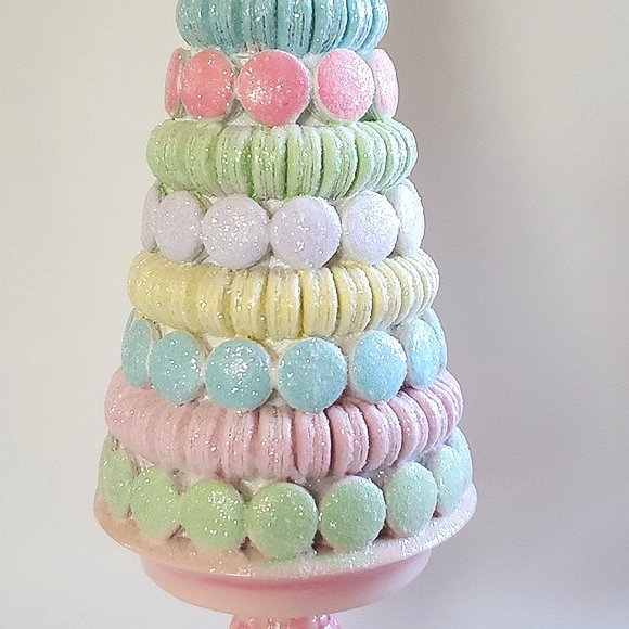 Christmas Candy Land Macaroon Pastel Glitter Sprinkle Sugar Dessert Tree - Picture 5 of 13